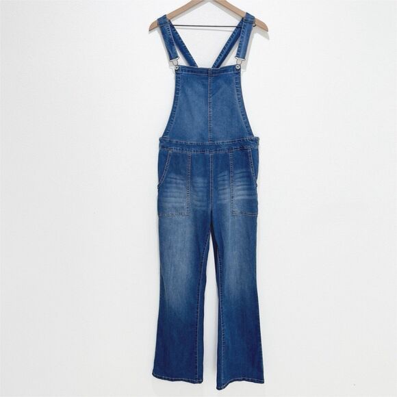 Wallflower Overalls Womens XL Blue Flare Stretch Modern Boho Festival Denim - Picture 2 of 16